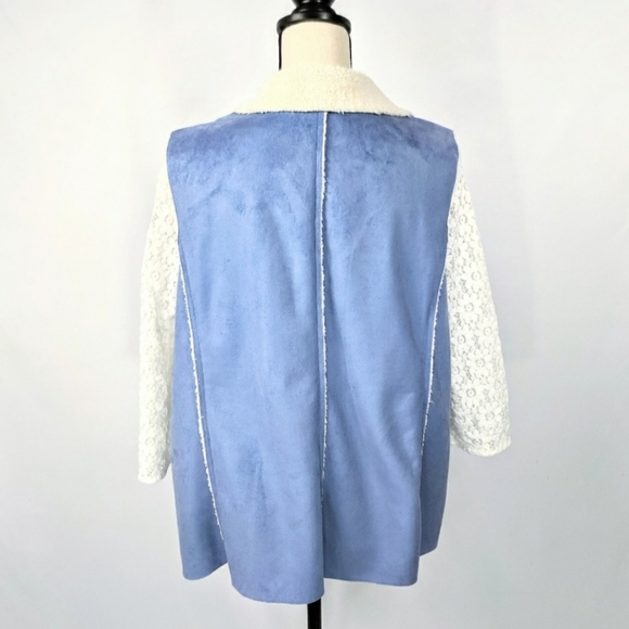 L.L.Bean Sherpa Lined Faux Suede Button Down Vest - Picture 3 of 7